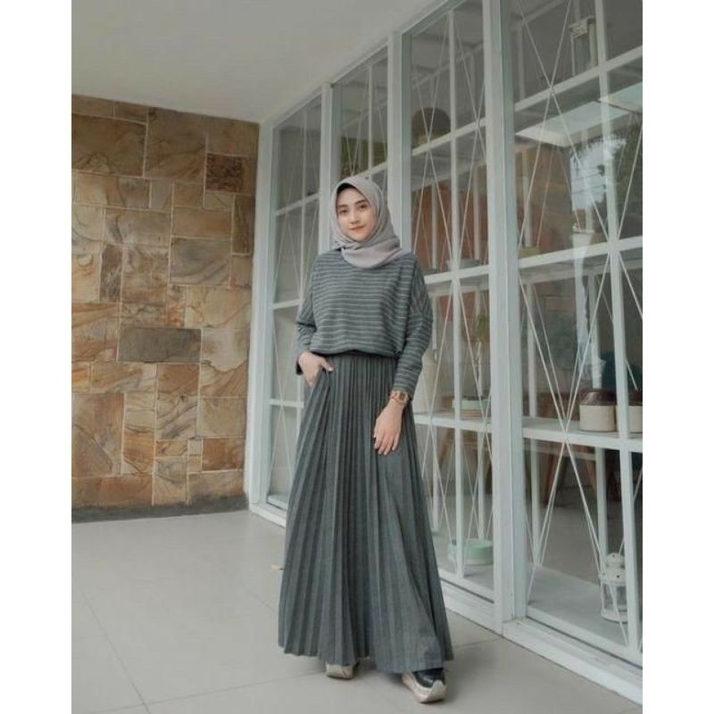 ROK PLISKSET /REMPEL BESAR/ROK KLOK / PREMIUM