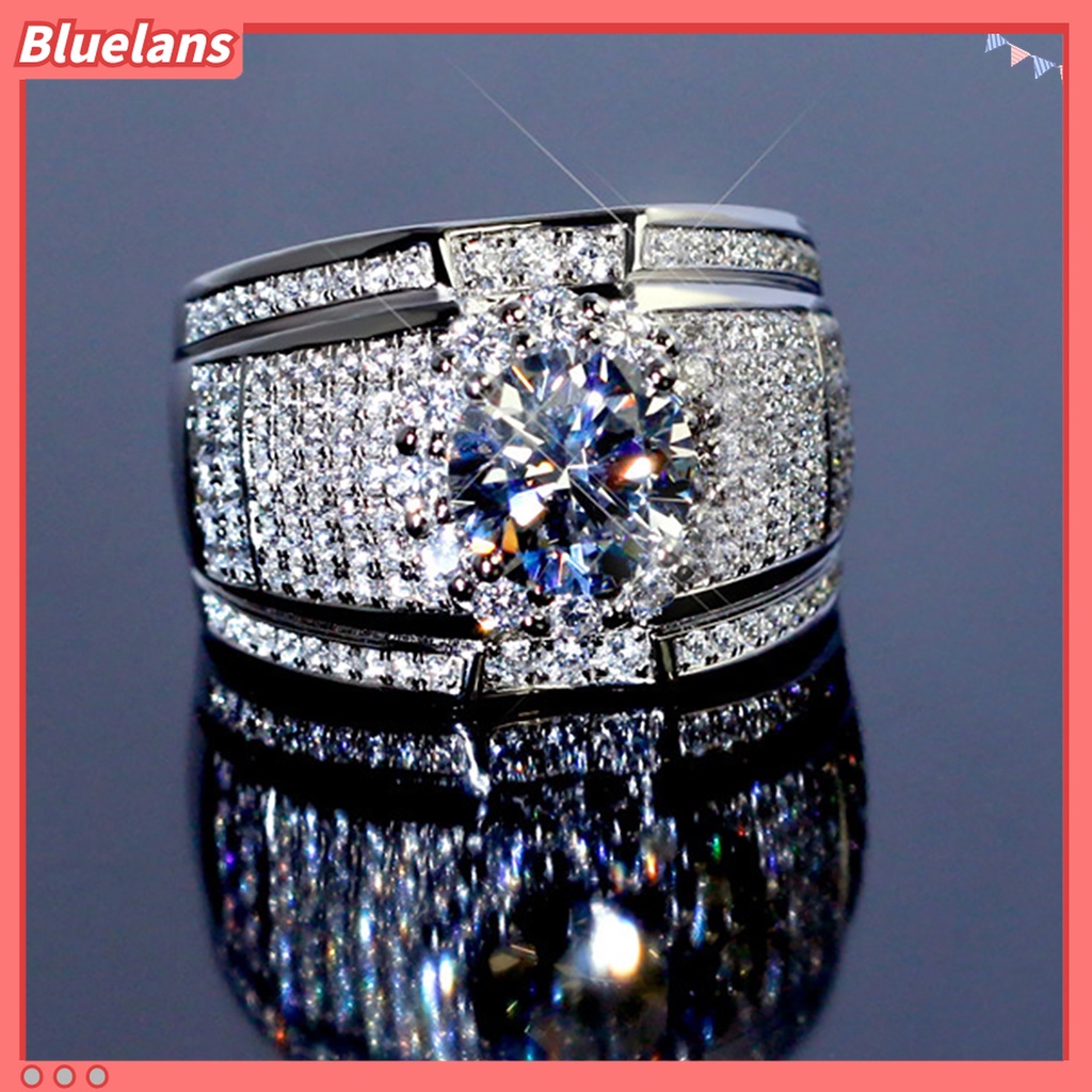 Cincin Lapis Silver Dengan Berlian Imitasi Untuk Pria