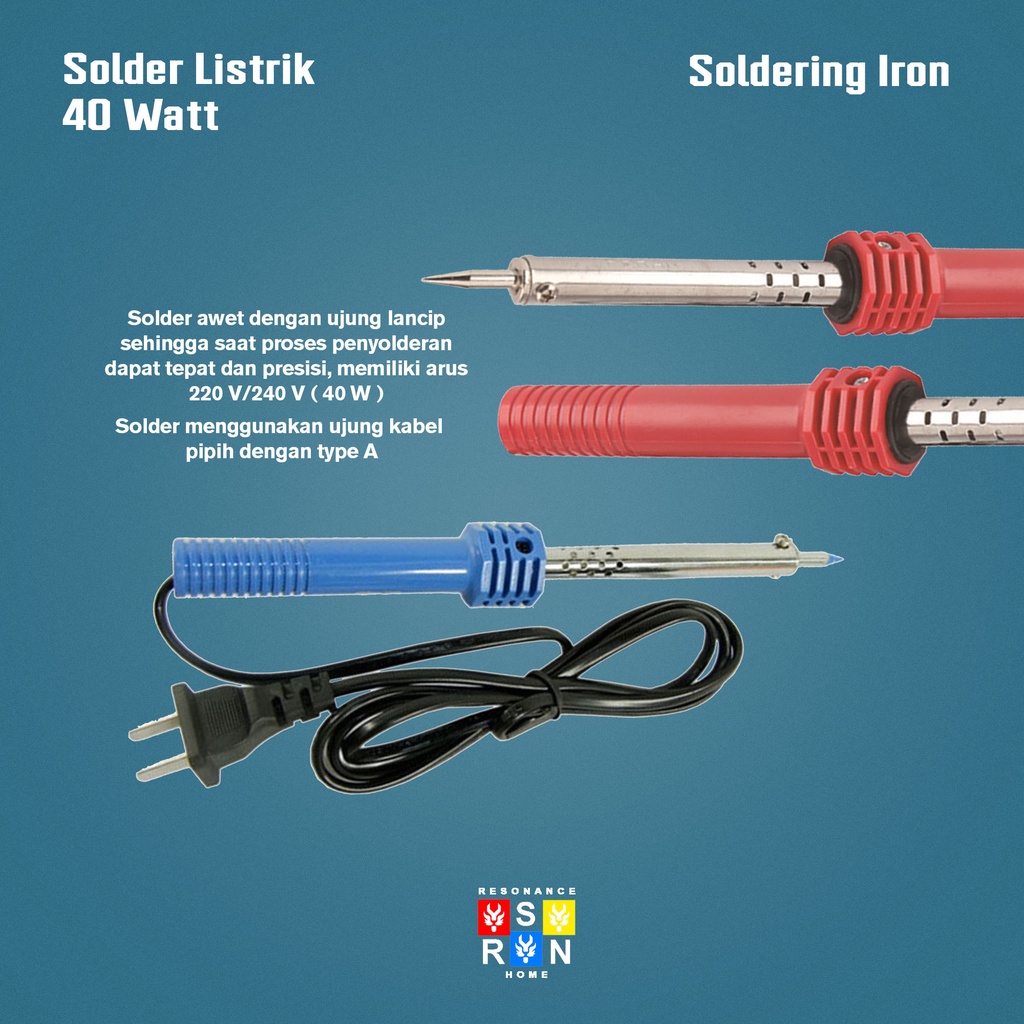 Resonance Solder Listrik Iron 40Watt Adjustable Temperature Resonance Home