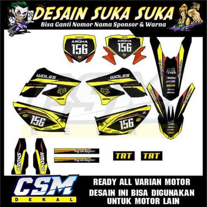 155 DEKAL DECAL MOTOR KLX 150 DTRACKER OLD L S STIKER STICKER STRIPING BODY KUNING