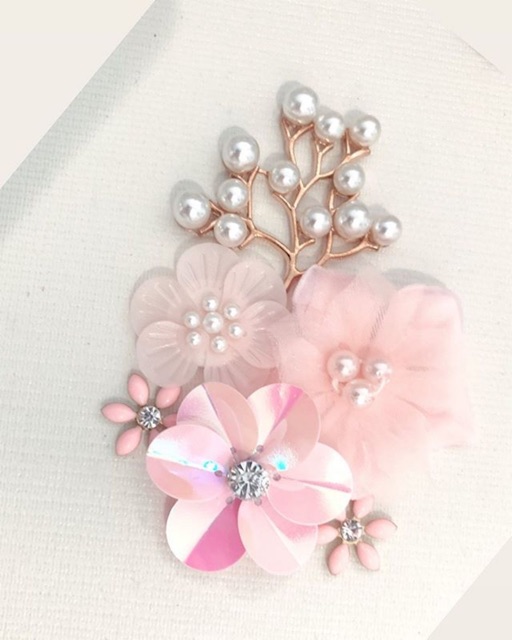 Payet Rangkai/ Payet 3D Bunga Delilah Pink