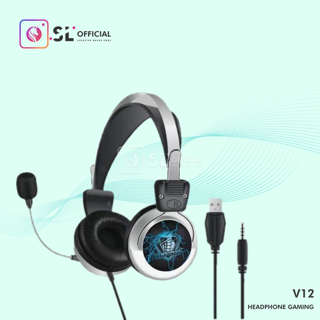 HEADPHONE GAMING HI FI AUDIO V12 JACK 3.5mm