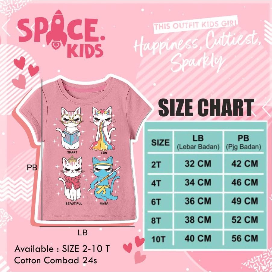 KAOS ANAK PEREMPUAN MOTIF LUCU USIA 2-10 TAHUN