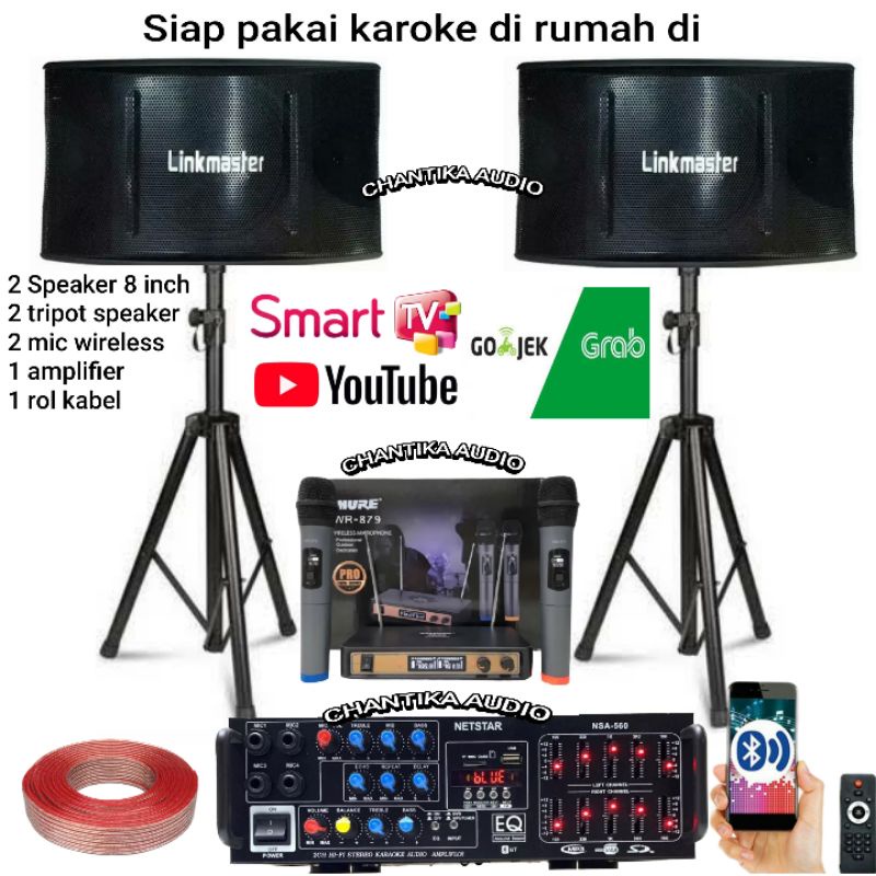 Speaker 8 inch linkmaster ampli bluetooth paket sound paket karaoke paket sound karaoke