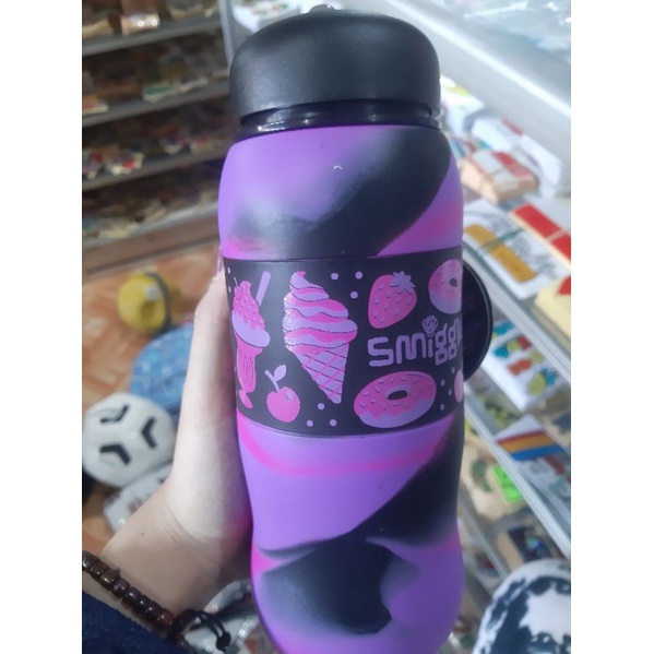 Smiggle Roll Up Silicone Bottle BPA free black purple