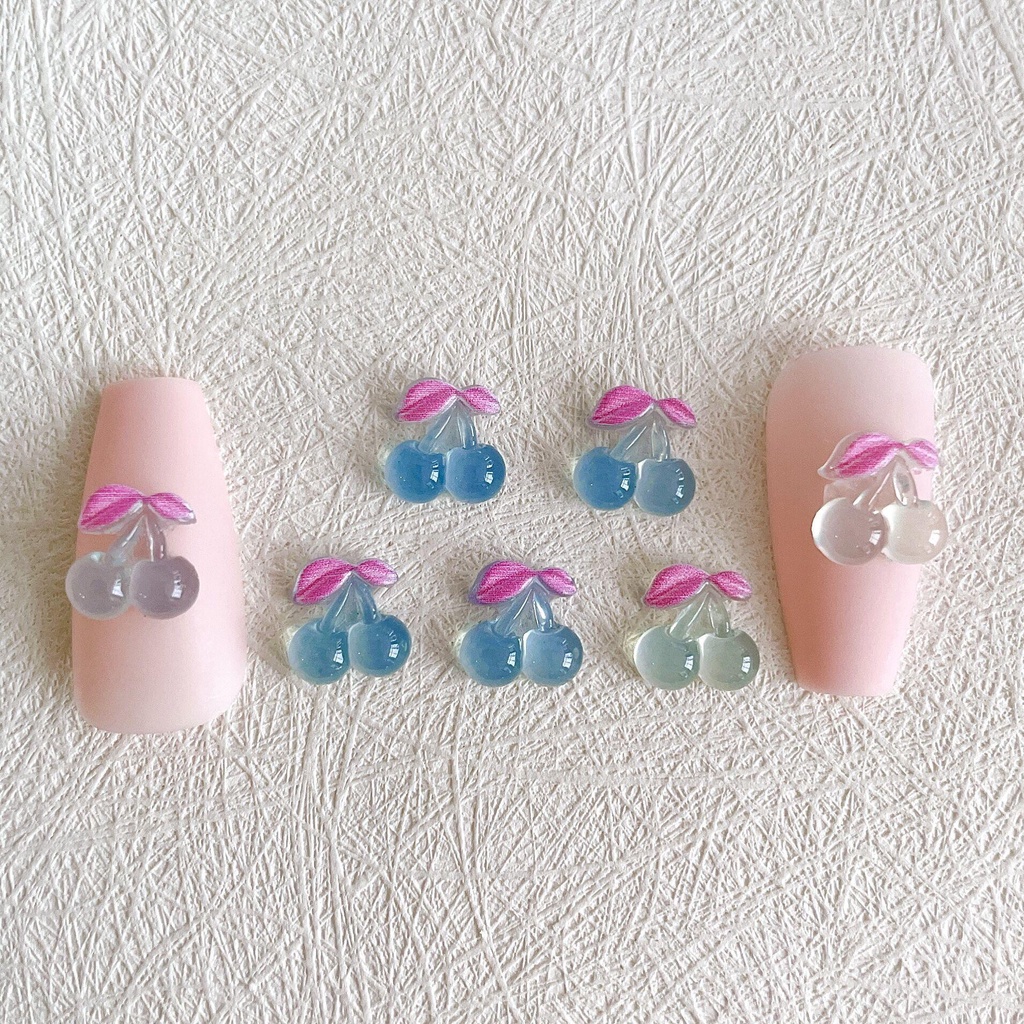 Needway   Kristal Nail Art Perhiasan DIY Tembus 3D Aksesoris Kuku Cherry Peach Nail Drills Anjing Buah Kuku Dekorasi