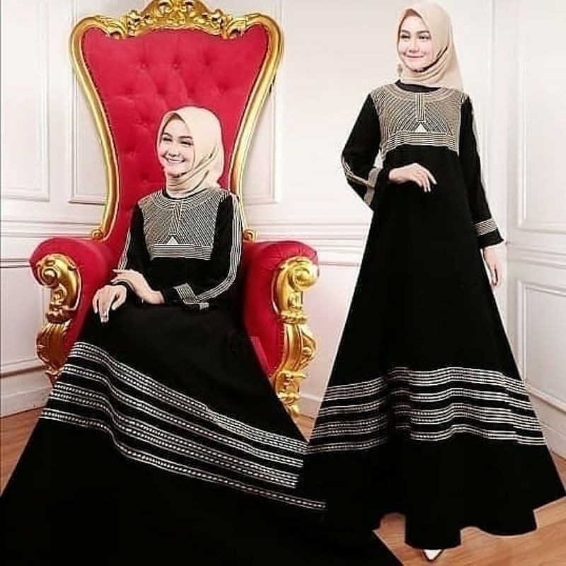 Gamis Bordir Gamis Arab Abaya Hitam AbayaMutiara