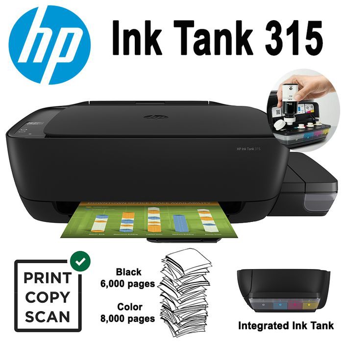 Printer HP ink tank 315 Print Scan Copy infus original All ...