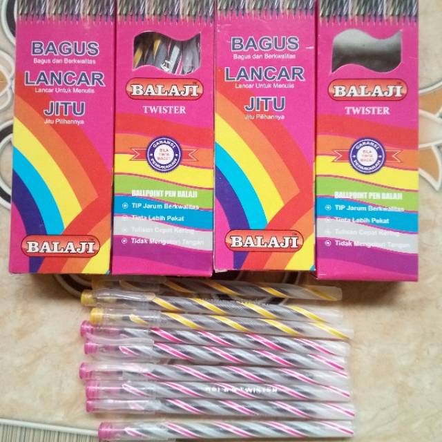 

pulpen ballpoint pena original balaji tinta Hitam semua lancar bagus murah jitu nyata sampe habis
