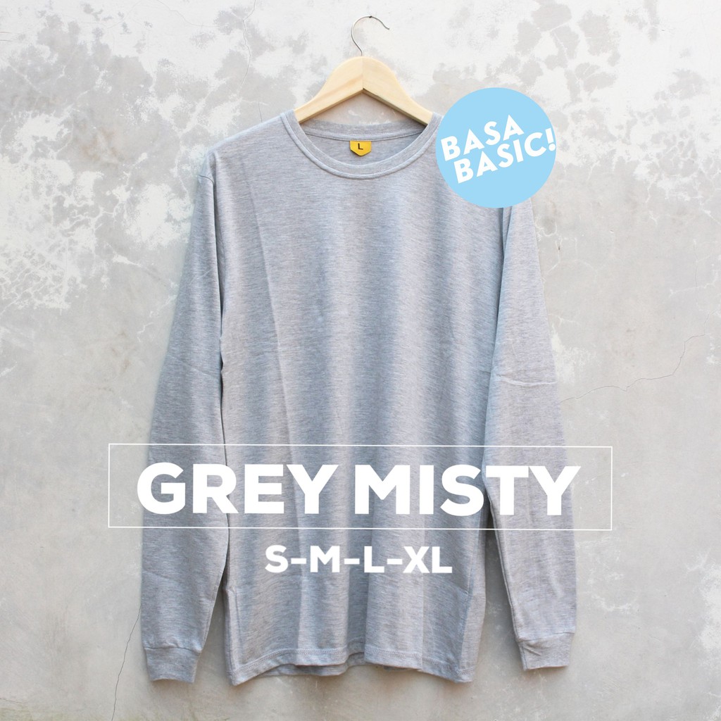 Kaos Polos Panjang Premium - Basic LS Grey Misty