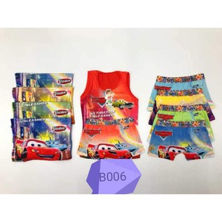 3 Pcs Set Singlet Setelan Singlet Boxer CD Celana Dalam Kancut Boxer Anak Laki Laki Cowok Bahan Adem