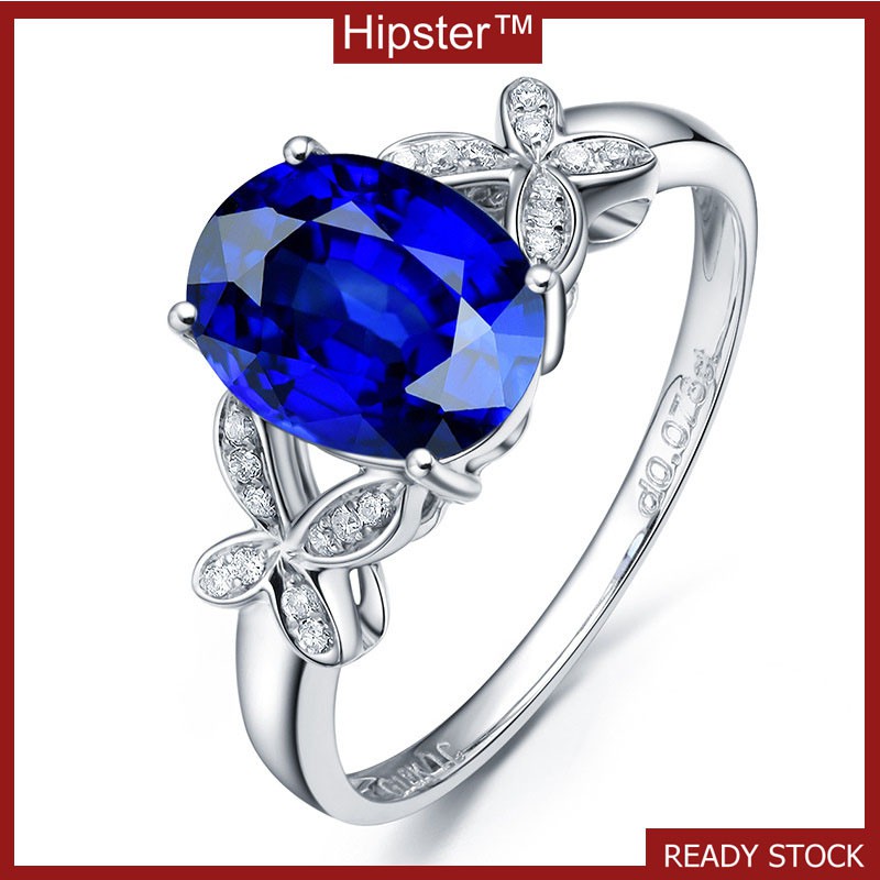 New Best-Selling Elegant Luxury Full Diamond Bow Sapphire Ring