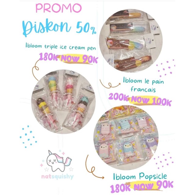 PROMO SQUISHY IBLOOM ice cream pen/le pain francais/popsicle