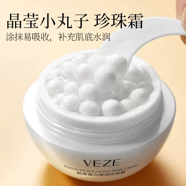 Veze Collagen Bouncy Pearl Cream Whitening Moisturizing Anti-Aging Pearl Krim Wajah