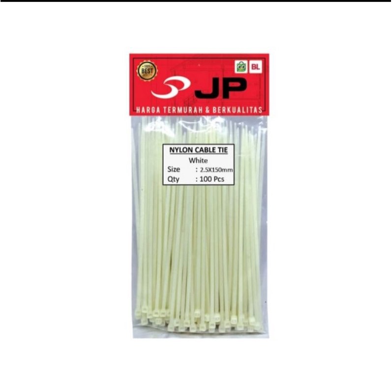 KABEL TIES 2,5 × 150 MM PUTIH - PENGIKAT KABEL TIES - CABLE TIES 100PCS