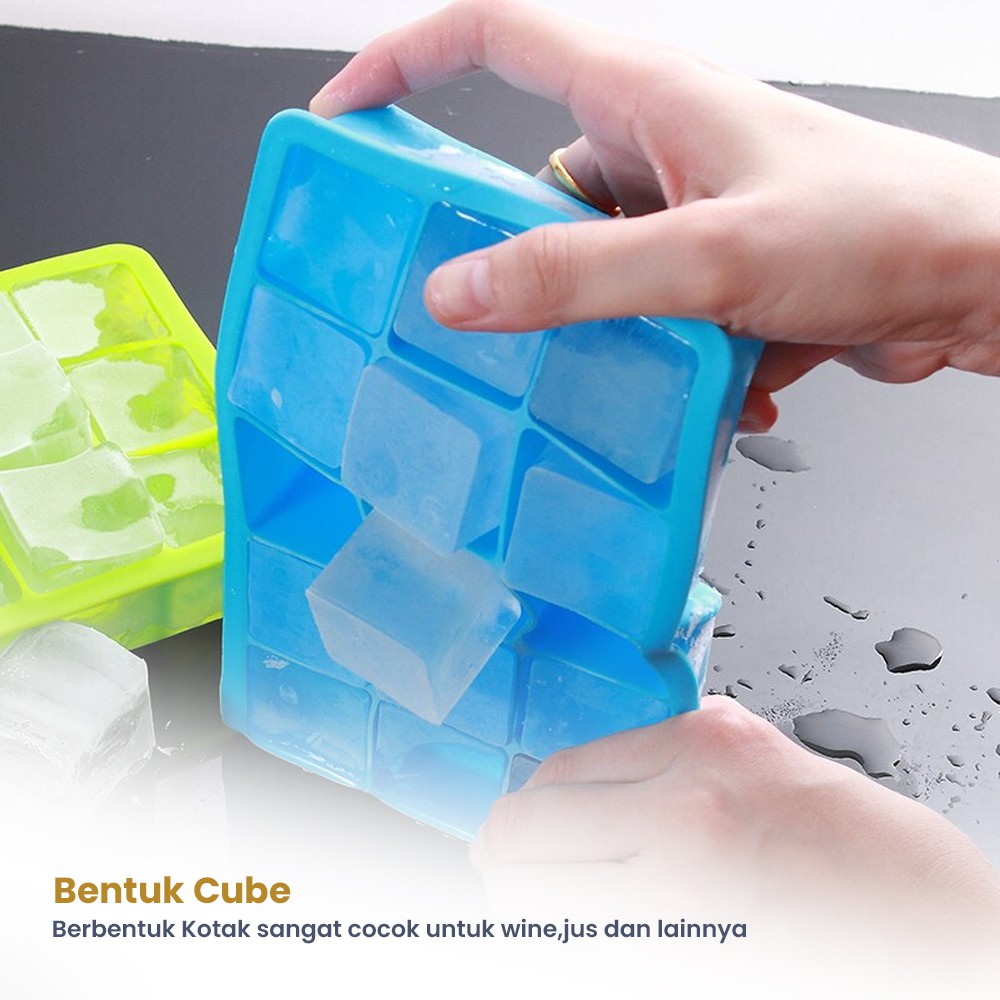 Cetakan Es Batu Silikon Model Cube 15 Hole Aman Digunakan