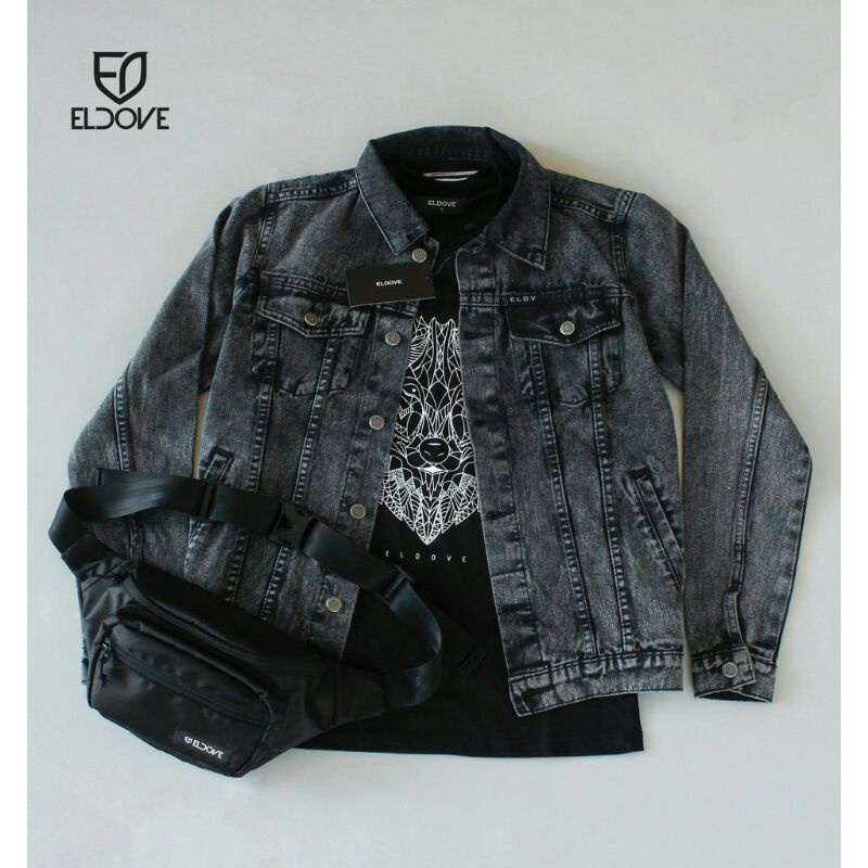 Paket Jaket Denim Premium Dark Grey Snow Trend | Eldove001
