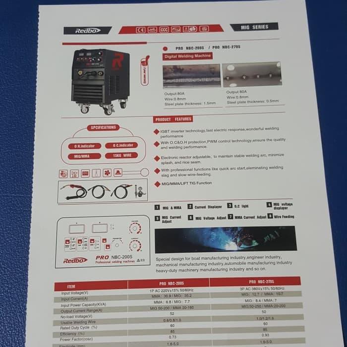 Mesin Las Redbo MIG/ALUMINIUM/MMA 3IN1 REDBO PRO NBC-200S made in taiwan