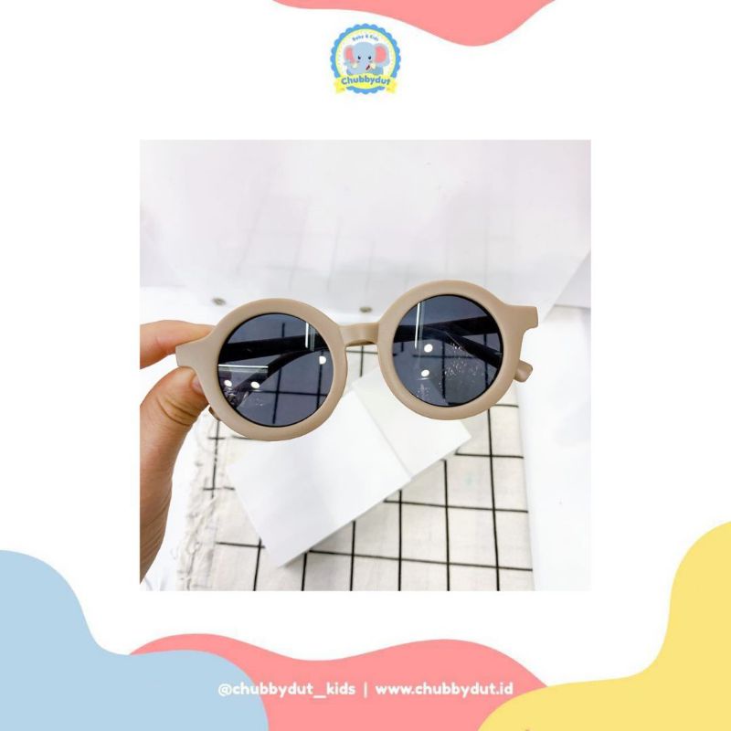 Kacamata anak bulat Retro Kacamata Hitam Anak Bayi Balita Kekinian unisex chubbydut-Mocca