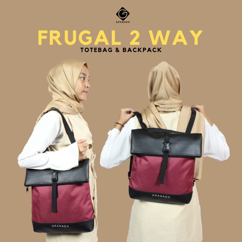 Tote Bag Backpack Frugal 2Way Granado Merah Maroon Cewek Cowok - Walter Bag
