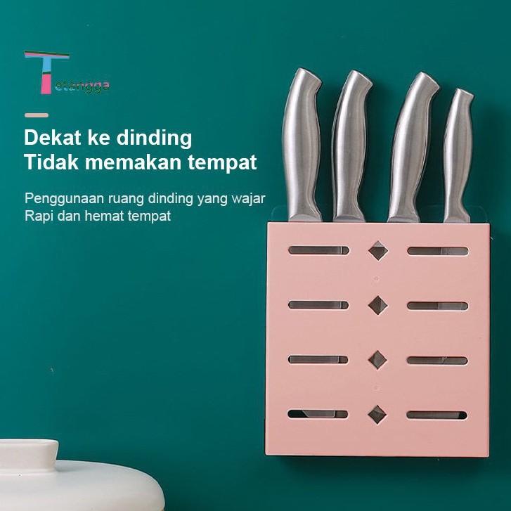 ☀ INDOLAND ☀ R399 Tempat Pisau Kotak penyimpanan pisau Dapur Model Tempel Dinding