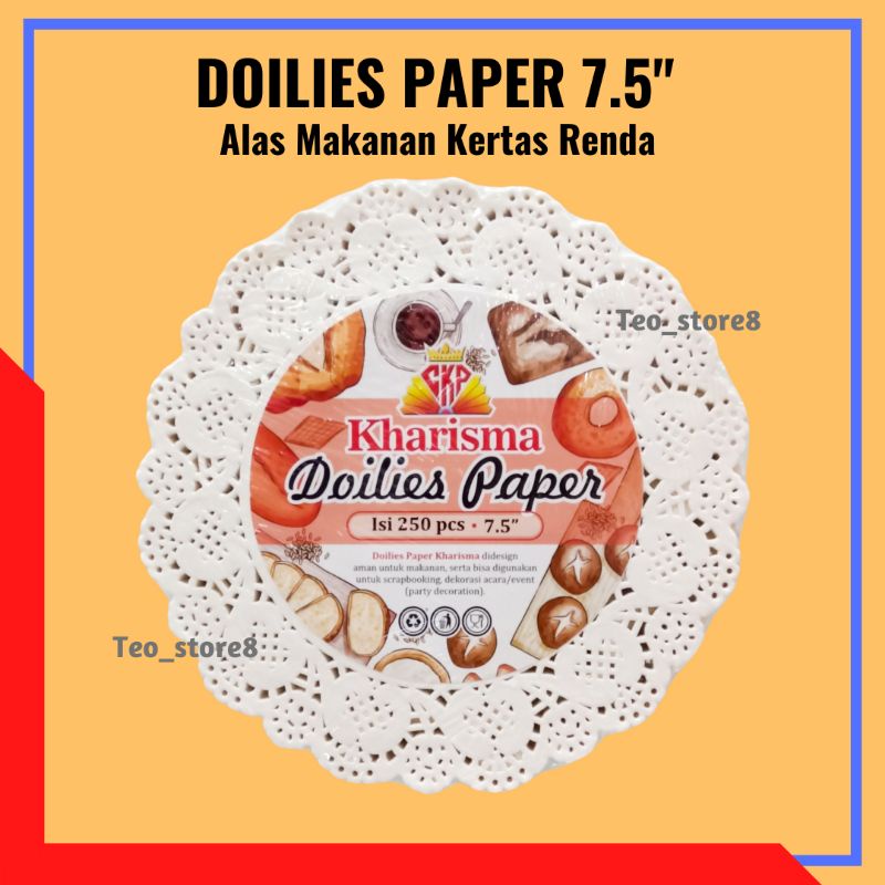 

Kertas Alas Kue Doilies Paper 7.5" Bulat Putih Isi 250pcs