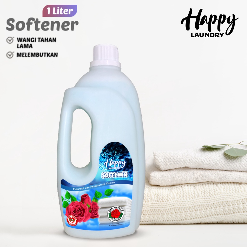 Happy Laundry Softener 1 Liter Perawatan Pakaian Pelicin Pengharum Pelembut Pakaian