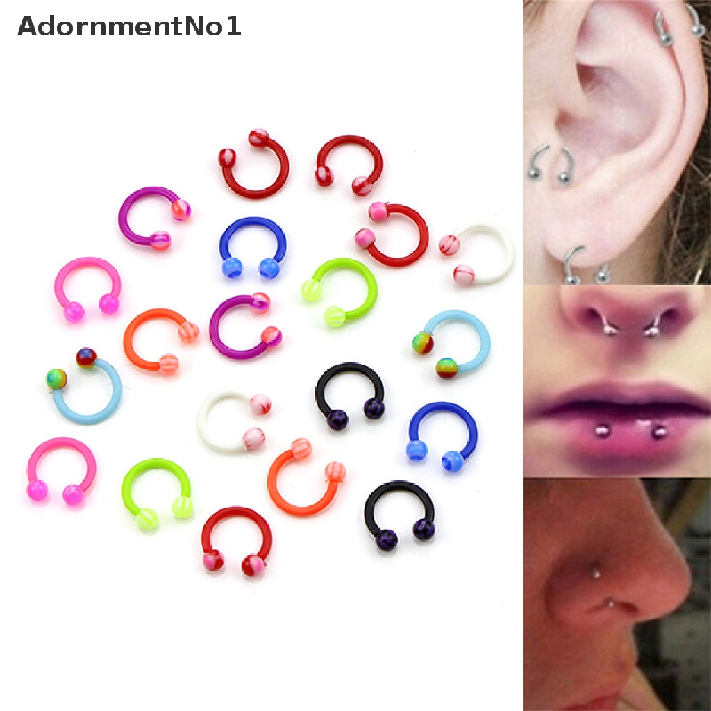 (AdornmentNo1) 20pcs / Set Cincin Tindik Hidung / Tubuh Bentuk C Bahan Akrilik