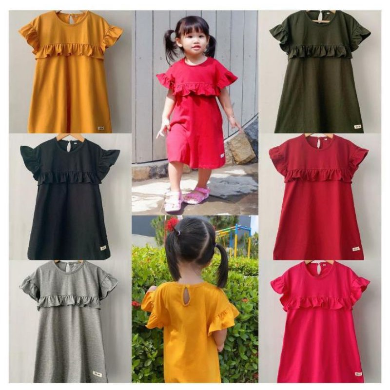 Dress Anak Ruffle Rumbay Polos Smilee Original Kaos Anak Super Premium Baju Anak Perempuan Terlaris Termurah Best Seller