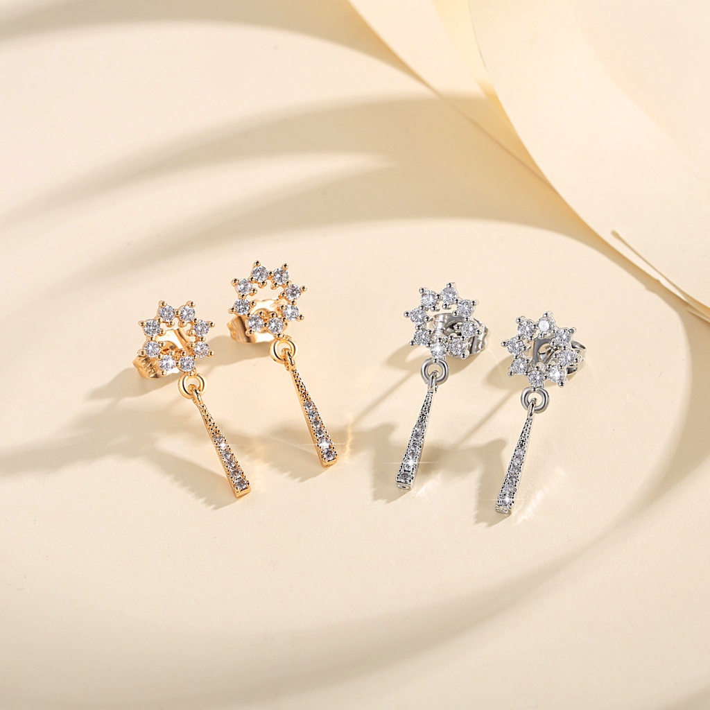 Y561【COD】Korea Fashion Berlian Jumbai Emas/Perak Anting Giwang Kristal Rhinestone Elegan Wanita Anting
