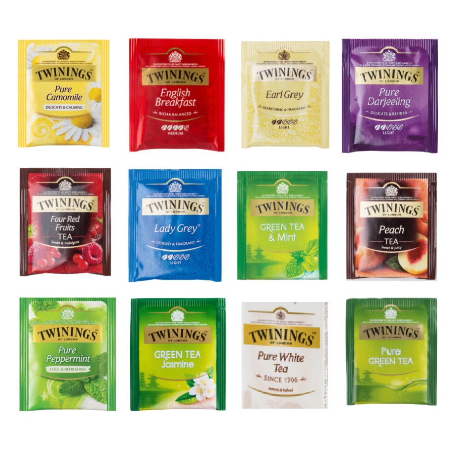 TEH TWININGS TEA OF LONDON SACHET ALL VARIAN - CAMOMILE ENGLISH BREAKFAST EARL GREY GREEN TEA RED FRUITS GINGER DARJEELING