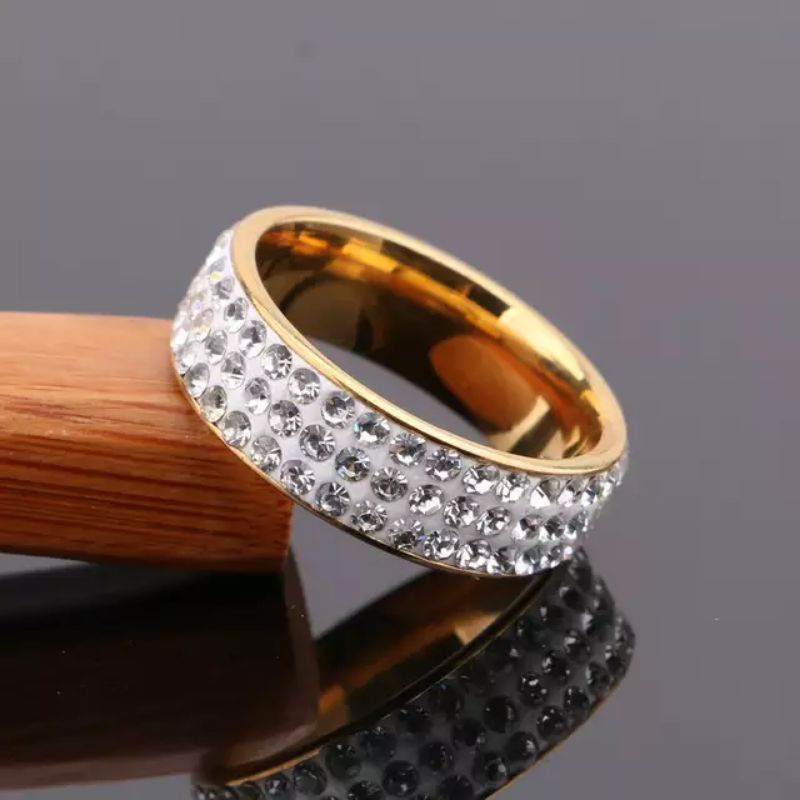 Cincin emas full permata titanium perhiasan korea import