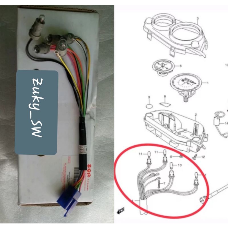 Kabel atau soket lampu Speedometer Suzuki Skywave ori SGP