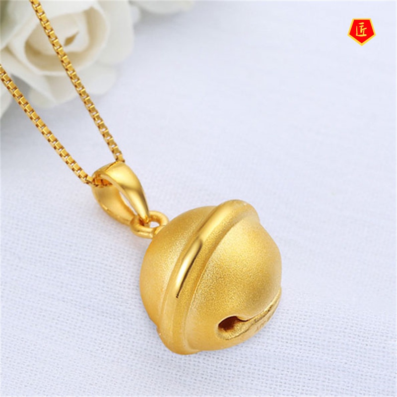 [Ready Stock]3D Creative Bell Pendant Kids' Golden Luck Bringer Necklace