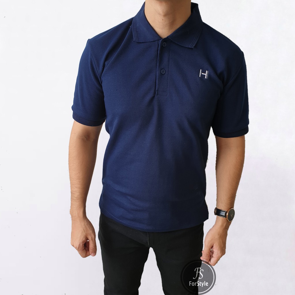 ForStylezone Kaos  Polo  Shirt Lengan Pendek Pria Polos  Navy 