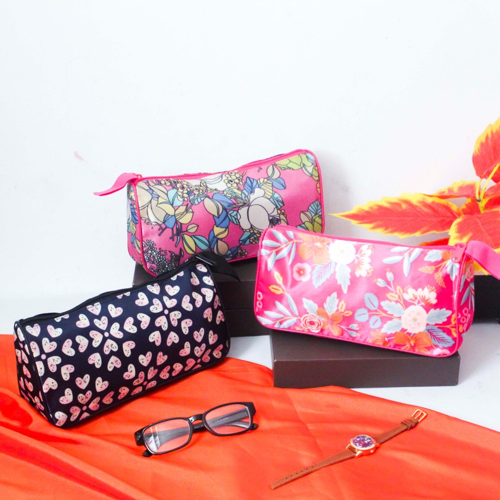 Tas Pouch Kosmetik Cewek Tas Make Up Motif Pouch Serbaguna Dompet Kosmetik Wanita Travel Cosmetic Bag