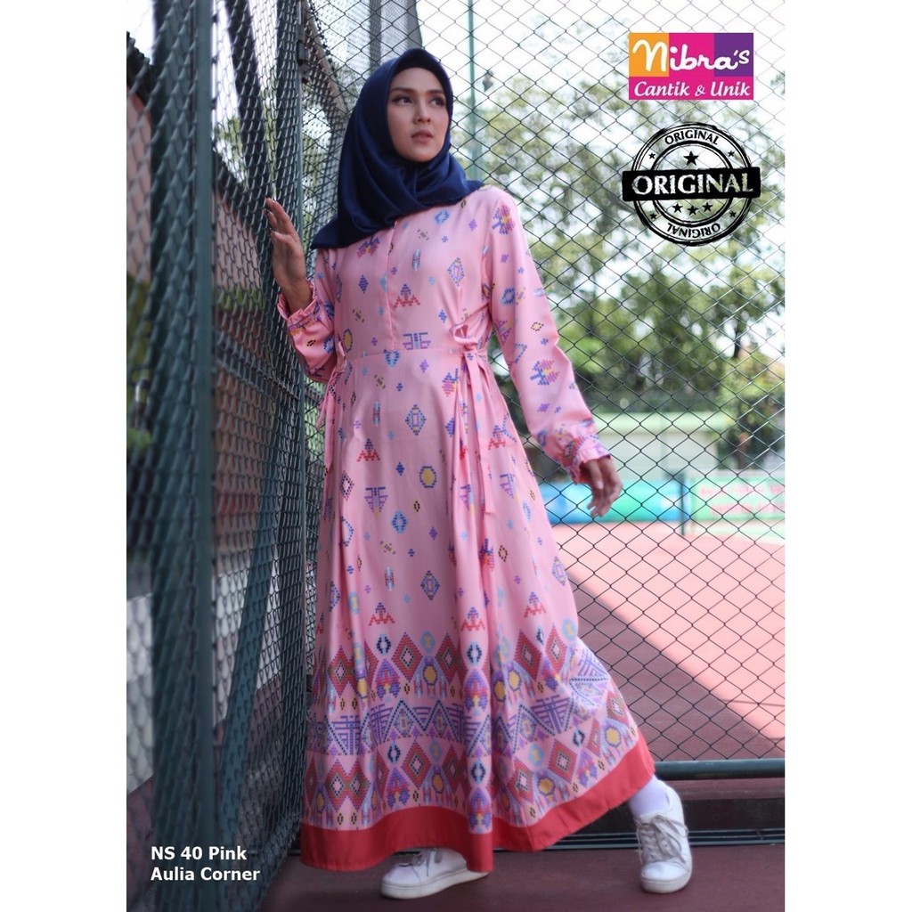 EKSLUSIF MURAH Busana Muslim Modern Nibras NS 40 Pink ORIGINAL Gaun Muslim
