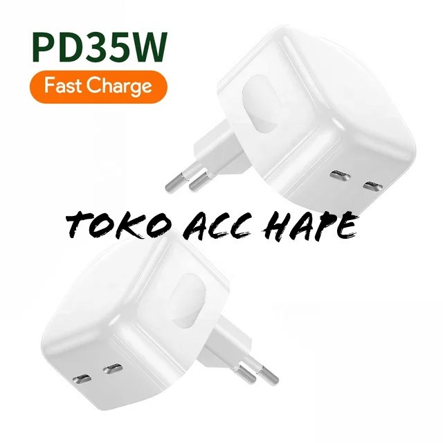 CHARGER 1 Set ADAPTOR &amp; KABEL 35W KAKI 2 USB-C TO LIGHT-NIING Utk Seri 11/12/13