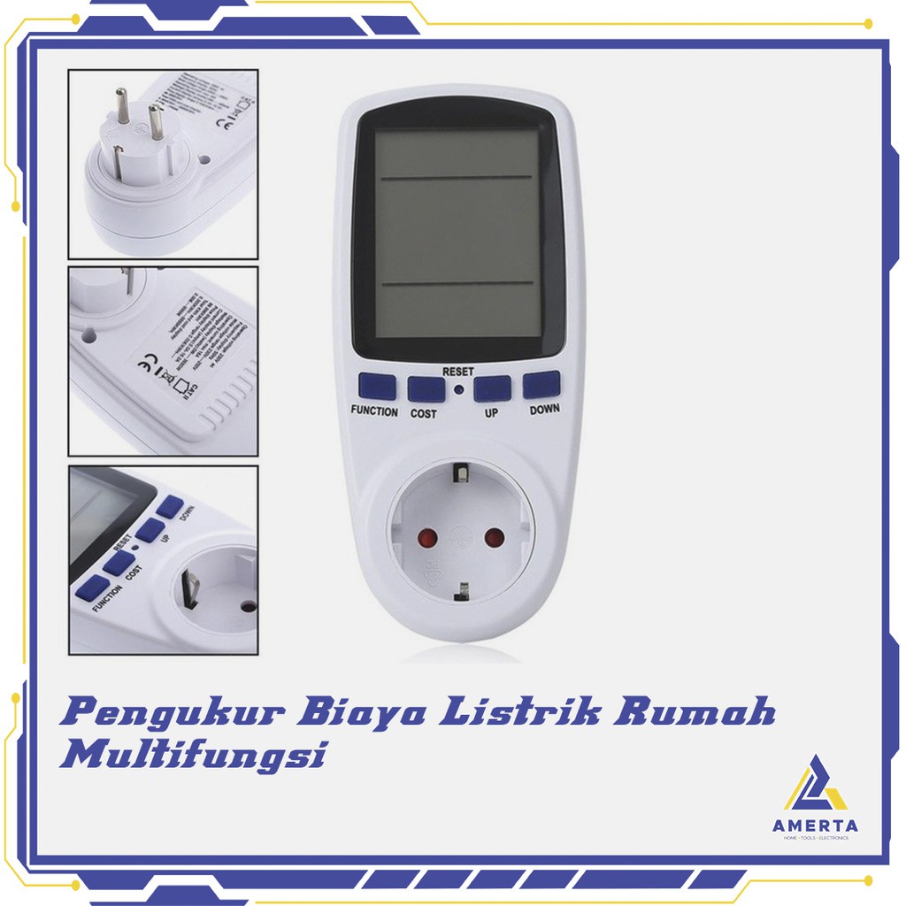 Famirosa kWh Meter Pengukur Biaya Lisrik Rumah Multifungsi Taffware  - White