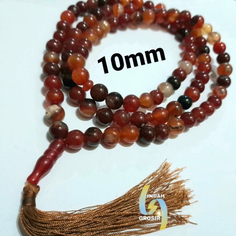 Tasbih Batu Akik Sulaiman Madu 99Butir Garansi Asli Natural