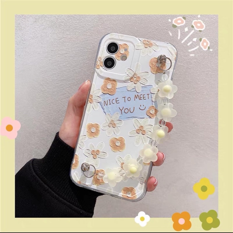 Gold Flower Chain Softcase Polos iphone 7/8+ XS XS Max XR 11 Pro Max 12 Pro Max