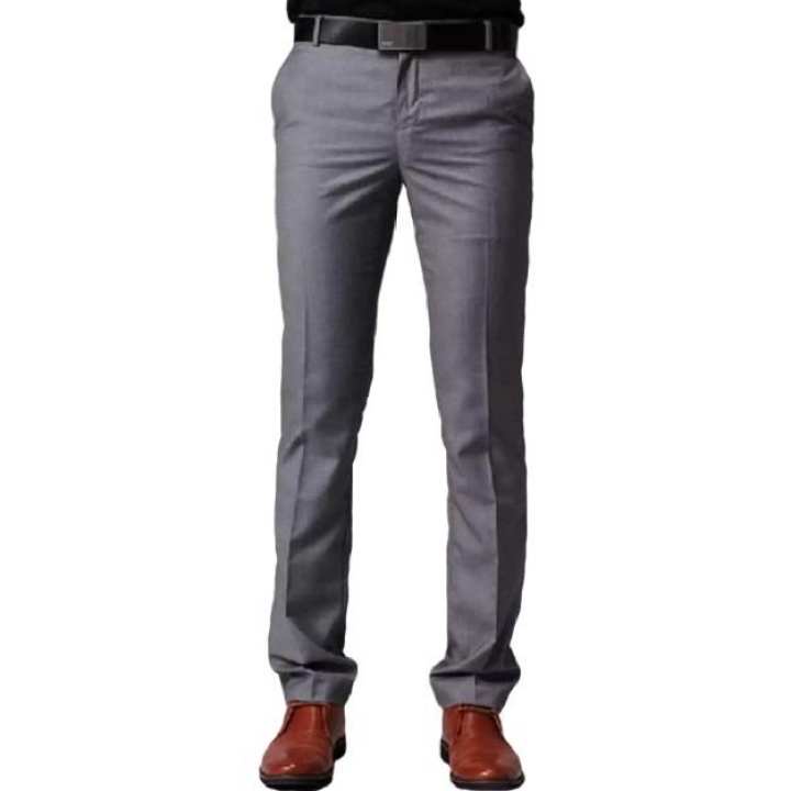 Lesta Langgeng Celana Formal Pria Slimfit Bahan Kain Drill Warna Grey 27-36