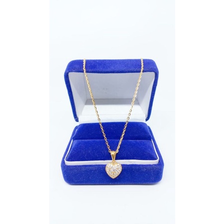 kalung nori vensy+ liontin love full mp / kalung perak asli silver 925 lapis emas/ kalung fashion