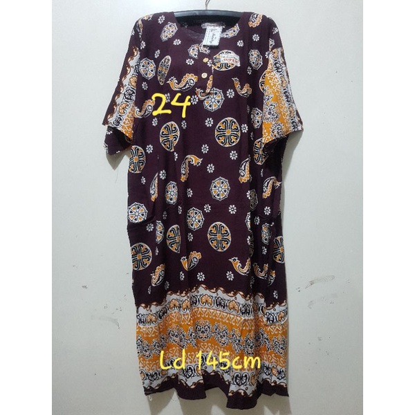 YULI - Daster kencana ungu  L5 JUMBO LD 135-150 CM PB 107 CM BATIK KU LEBEL PUTIH(KUP)-no 24