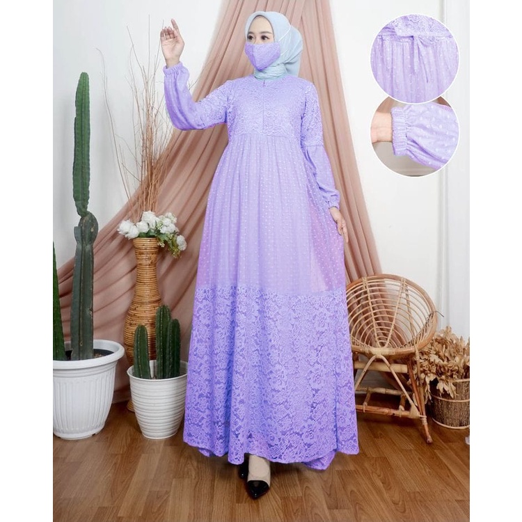 GAMIS BRUKAT TILE DOT JUMBO DRESS TERBARU PESTA UK M L XL XXL 3XL 4XL 5XL