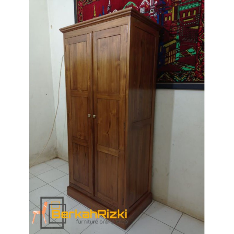 lemari pakaian minimalis jati dua pintu