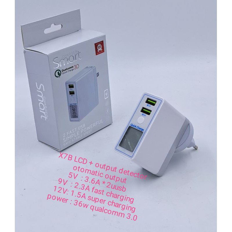 Charger dual usb super fast charging Lcd detector auto id up to 12v