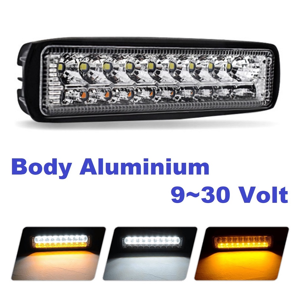 Lampu Tembak Sorot LED 18 Titik Mata CWL 20 Watt 2 Warna Cree 20W Motor Mobil WorkLight Bar 20Watt
