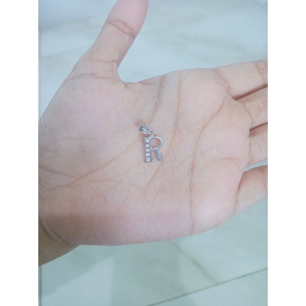 LIONTIN HURUF R MP 1 BRS / LIONTIN PERAK ASLI SILVER 925 LAPIS EMAS/ LIONTIN FASHION WANITA