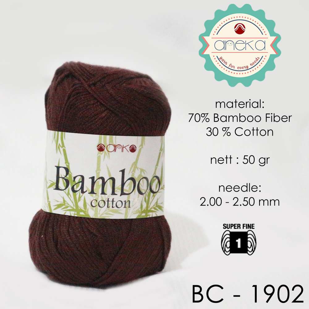 Benang Rajut Katun Bambu / Bamboo Cotton Yarn 2 - 1902 Cokelat Kopi